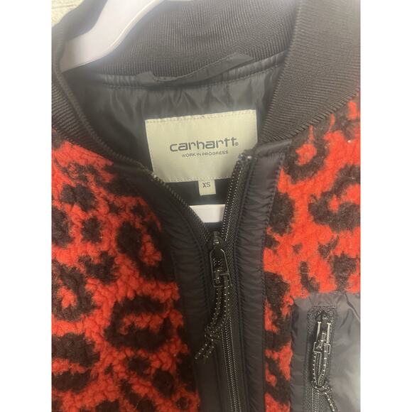 Carhartt W JANET LINER Fleece Jacket XS Polyester Red Leopard - Picture 6 of 7